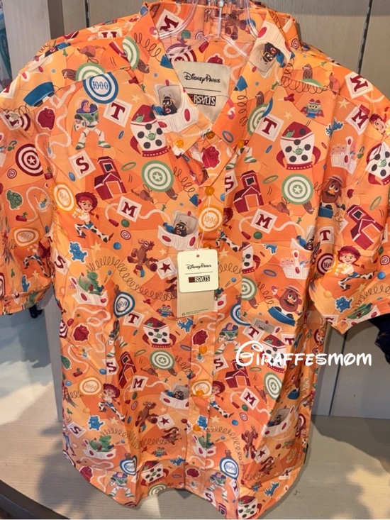 Disney Other - Disney Parks Toy Story RSVLTS Button-Up Shirt Orange Buzz Lightyear Woody Alien